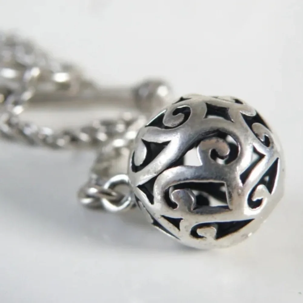 Silpada Simple Delight Sterling Silver Filigree Ball Lariat Chain Necklace N1619